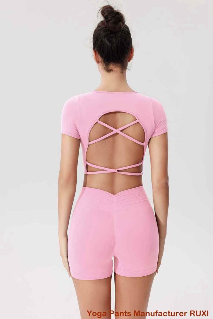 pantalon de yoga rose à plis RUXI