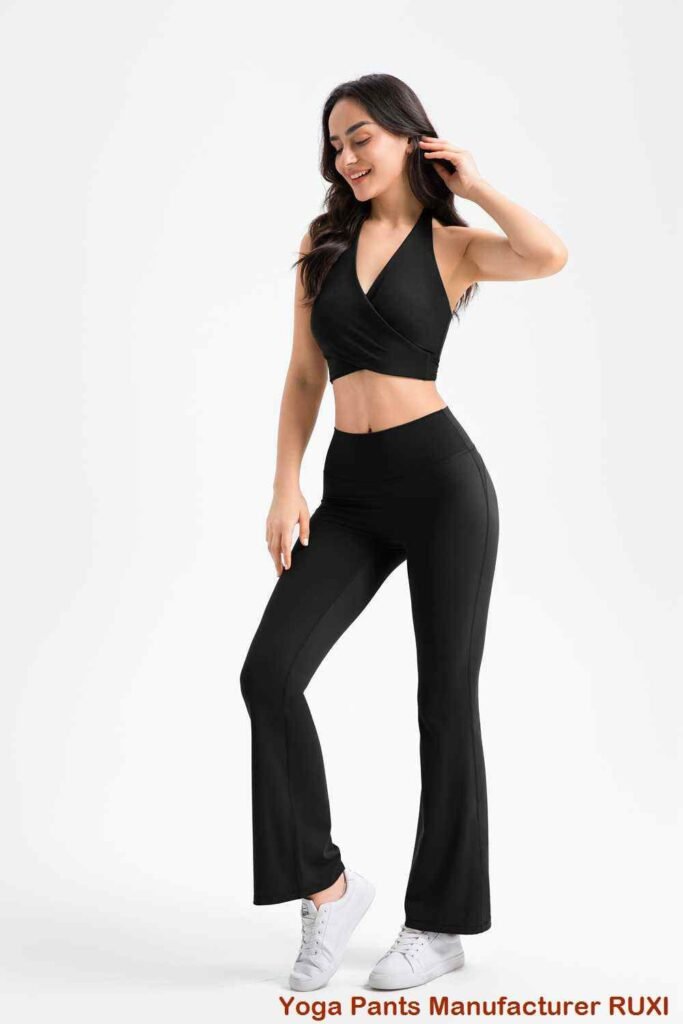 pantalon noir à taille élastiquée